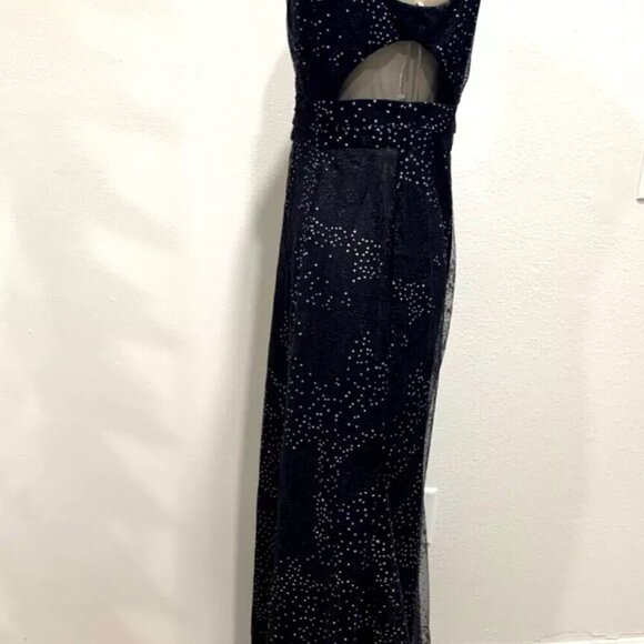 NWT MARCHESA NOTTE V-NECK GLITTER SLEEVELESS BLACK GOWN SIZE 14 $995 - Picture 9 of 11